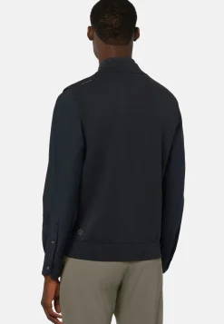 Tricots-Boggi Milano Gilet En Maille Recyclée Et Jersey Technique bleu marine