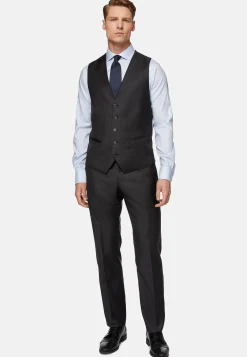 Gilets De Costume-Boggi Milano Gilet Bleu Marine En Sergé De Laine