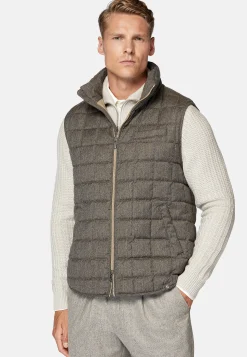 Blousons-Boggi Milano Gilet En Flanelle Rembourré En Plume D'Oie Taupe