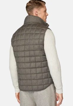 Blousons-Boggi Milano Gilet En Flanelle Rembourré En Plume D'Oie Taupe