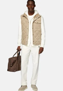 Blousons-Boggi Milano Gilet Rembourré En Velours De Coton Beige