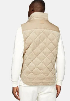 Blousons-Boggi Milano Gilet Rembourré En Velours De Coton Beige