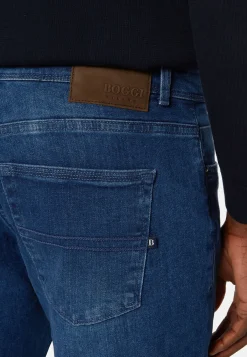 Jeans-Boggi Milano Jean En Denim Extensible Bleu À Délavage Moyen