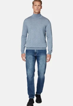 Jeans-Boggi Milano Jean En Denim Extensible Bleu À Délavage Moyen Bleu clair