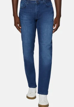 Jeans-Boggi Milano Jean En Denim Extensible À Délavage Moyen Bleu