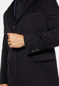 Manteaux-Boggi Milano Manteau Droit En Cachemire Mélangé bleu marine