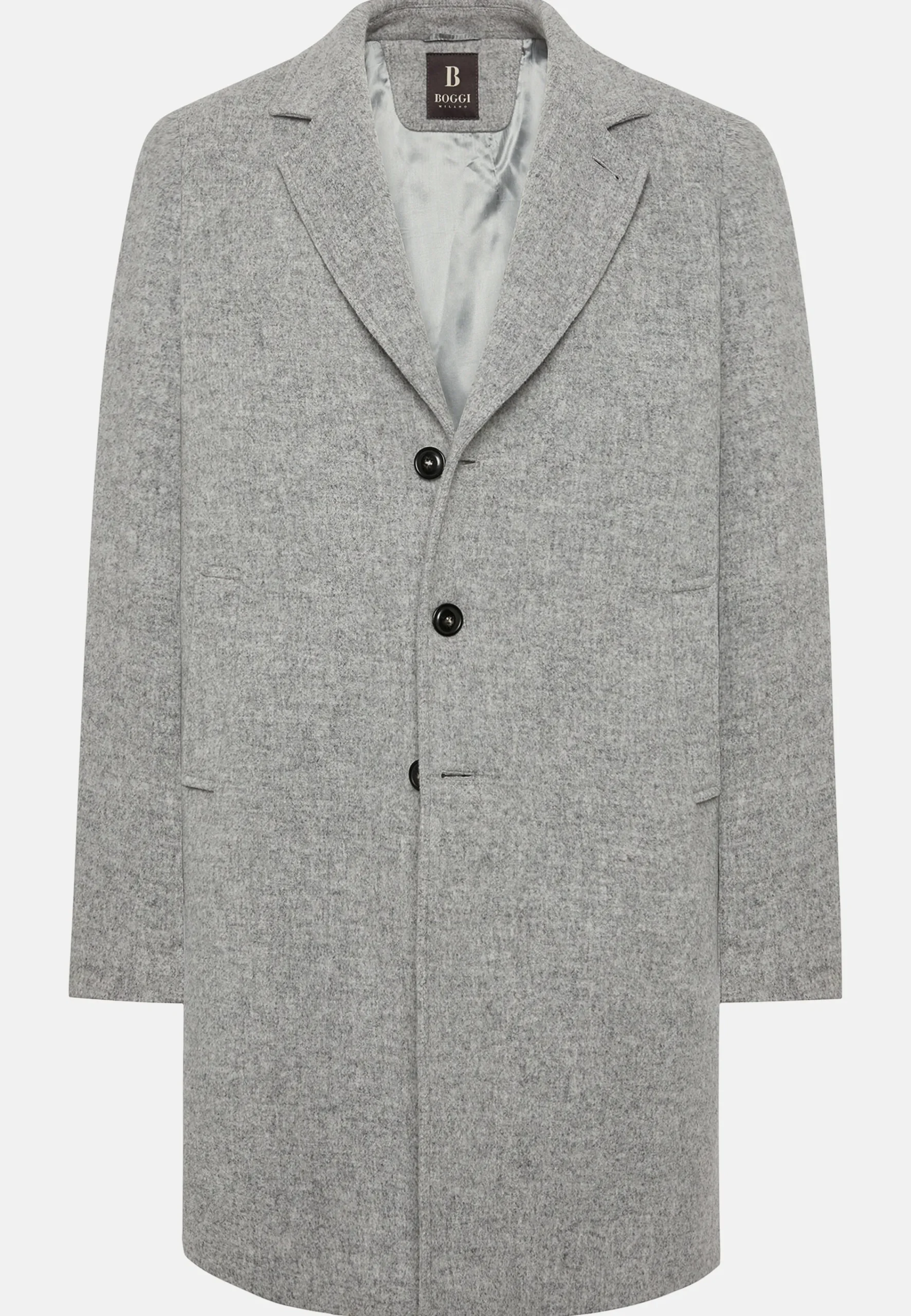 Manteaux-Boggi Milano Manteau En Laine À Simple Boutonnage Gris