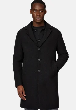 Manteaux-Boggi Milano Manteau En Laine À Simple Boutonnage Noir