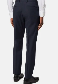Pantalons-Boggi Milano Pantalon à Micromotif En Laine Extensible bleu marine