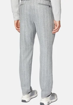 Pantalons-Boggi Milano Pantalon City En Flanelle À Fines Rayures