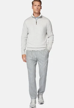 Pantalons-Boggi Milano Pantalon City En Flanelle À Fines Rayures