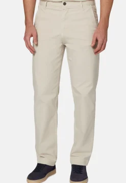 Pantalons-Boggi Milano Pantalon En Coton Extensible Crème