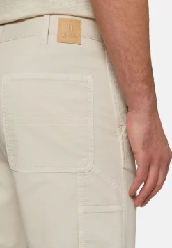 Pantalons-Boggi Milano Pantalon En Coton Extensible Crème