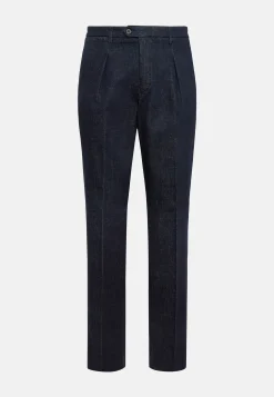 Pantalons-Boggi Milano Pantalon En Denim Extensible Bleu Foncé