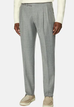 Pantalons-Boggi Milano Pantalon En Flanelle Extensible. Light grey