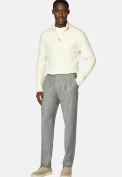 Pantalons-Boggi Milano Pantalon En Flanelle Extensible. Light grey