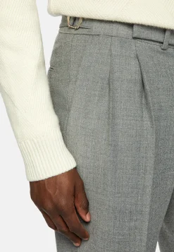 Pantalons-Boggi Milano Pantalon En Flanelle Extensible. Light grey