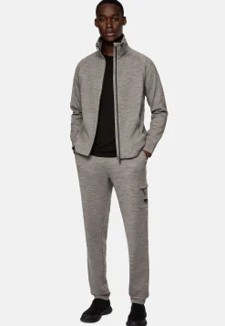 Sweats Et Joggings-Boggi Milano Pantalon En Scuba Léger Et Laine Mélangés Gris
