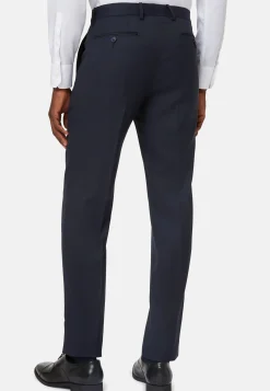 Pantalons-Boggi Milano Pantalon Micro Structurée En Laine bleu marine