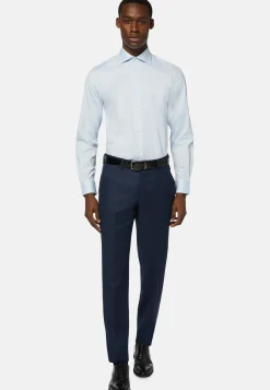 Pantalons-Boggi Milano Pantalon Oeil-de-perdrix En Laine Coupe Droite