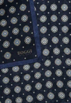 Mouchoir De Poche-Boggi Milano Pochette Motif Médaillon En Soie bleu marine