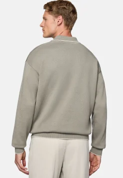 Tricots|Polos-Boggi Milano Polo Taupe En Maille De Coton Bio Et Nylon