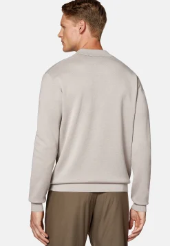 Polos|Tricots-Boggi Milano Polo Tech Sable En Maille De Laine Mérinos