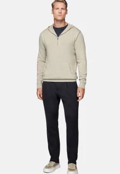 Tricots-Boggi Milano Pull À Capuche Noisette En Cachemire Mélangé Sable