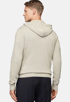 Tricots-Boggi Milano Pull À Capuche Noisette En Cachemire Mélangé Sable