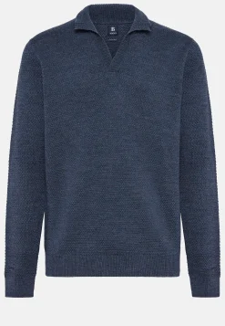 Tricots-Boggi Milano Pull à Col Cheminée Avec Points En Laine Mérinos