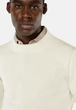 Tricots-Boggi Milano Pull Blanc À Col Rond En Cachemire