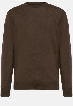 Tricots-Boggi Milano Pull Col Rond Marron En Laine Mérinos