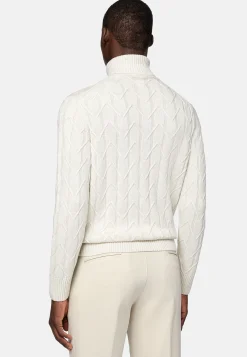 Tricots-Boggi Milano Pull Col Roulé Blanc En Laine Mérinos