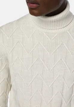 Tricots-Boggi Milano Pull Col Roulé Blanc En Laine Mérinos