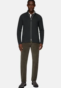 Tricots-Boggi Milano Pull Full Zip Anthracite En Laine Mérinos Charbon