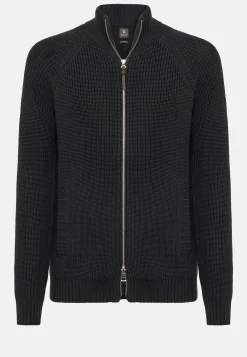 Tricots-Boggi Milano Pull Full Zip Anthracite En Laine Mérinos Charbon
