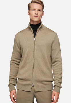 Tricots-Boggi Milano Pull Full Zip Avec Points En Laine Mérinos