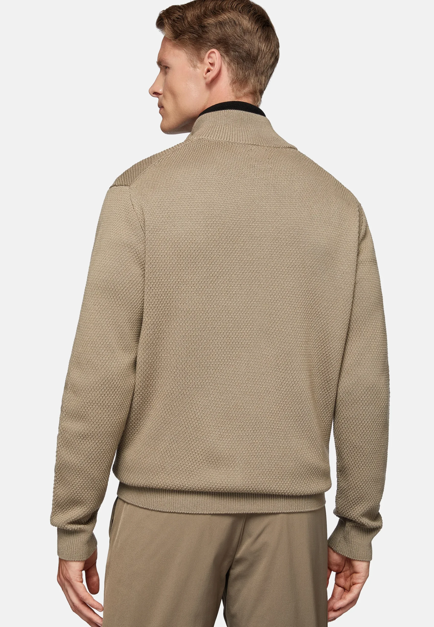 Tricots-Boggi Milano Pull Full Zip Avec Points En Laine Mérinos