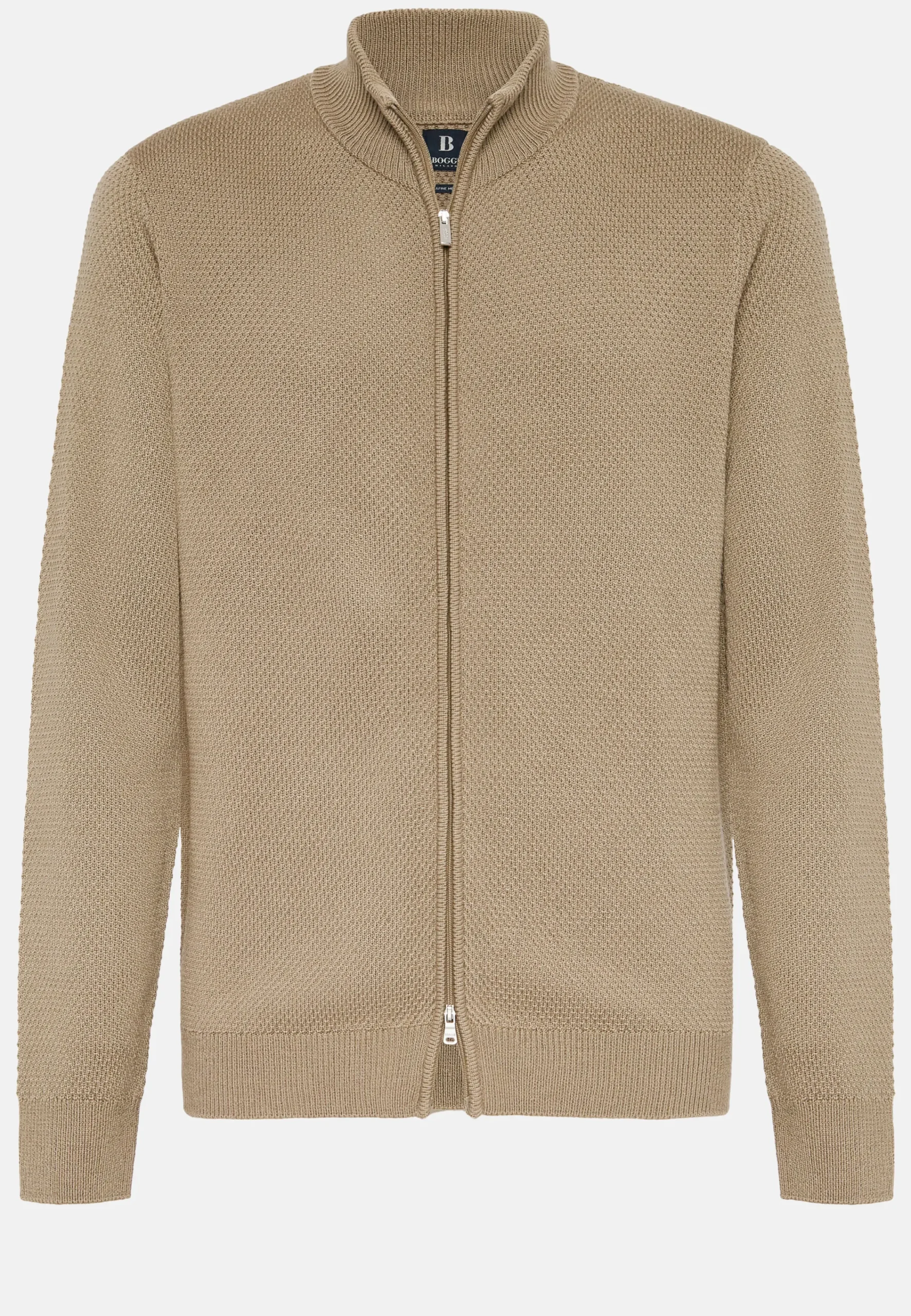 Tricots-Boggi Milano Pull Full Zip Avec Points En Laine Mérinos
