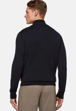 Tricots-Boggi Milano Pull Full Zip En Laine Mérinos bleu marine