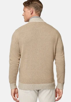Tricots-Boggi Milano Pull Full Zip En Cachemire Mélangé Taupe