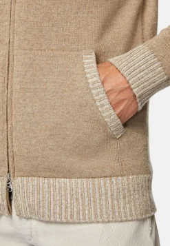 Tricots-Boggi Milano Pull Full Zip En Cachemire Mélangé Taupe