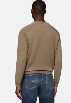 Tricots-Boggi Milano Pull À Col Rond En Coton Laine Cachemire Marron