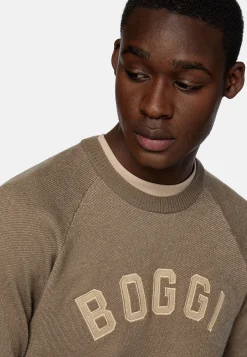 Tricots-Boggi Milano Pull À Col Rond En Coton Laine Cachemire Marron