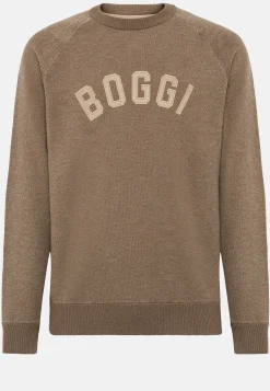 Tricots-Boggi Milano Pull À Col Rond En Coton Laine Cachemire Marron