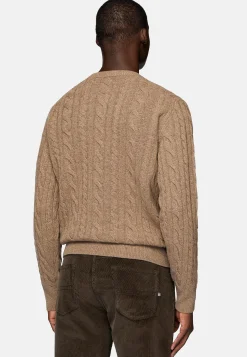 Tricots-Boggi Milano Pull Taupe À Col Rond En Laine