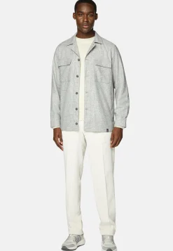 Surchemise & Shirt Jackets|Chemises Décontractée-Boggi Milano Surchemise Camp En Mélange Laine Et Tencel