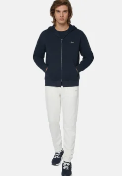 Sweats Et Joggings-Boggi Milano Sweat-Shirt Full Zip En Coton Bio Mélangé bleu marine