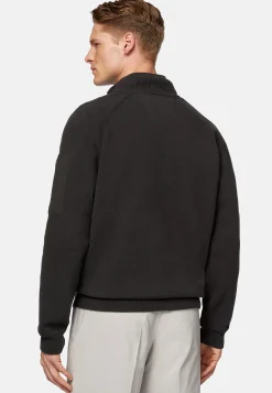 Sweats Et Joggings|Tricots-Boggi Milano Sweat-shirt Full Zip Maille Anthracite En Coton Technique