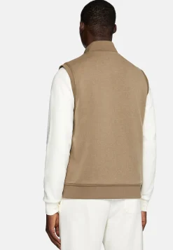 Sweats Et Joggings-Boggi Milano Sweat-shirt Rembourré Sans Manches En Coton Tencel Beige